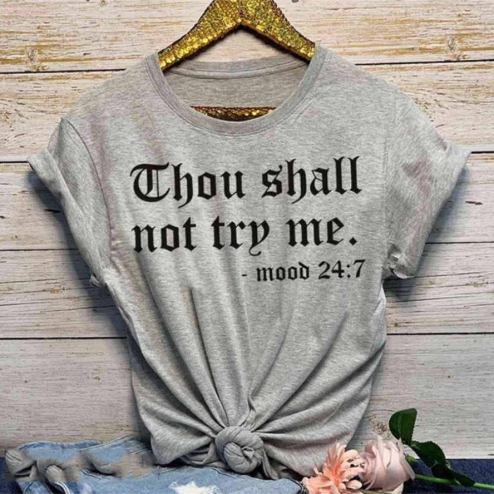 NWT Women Short Sleeve Grey Quote T-Shirt